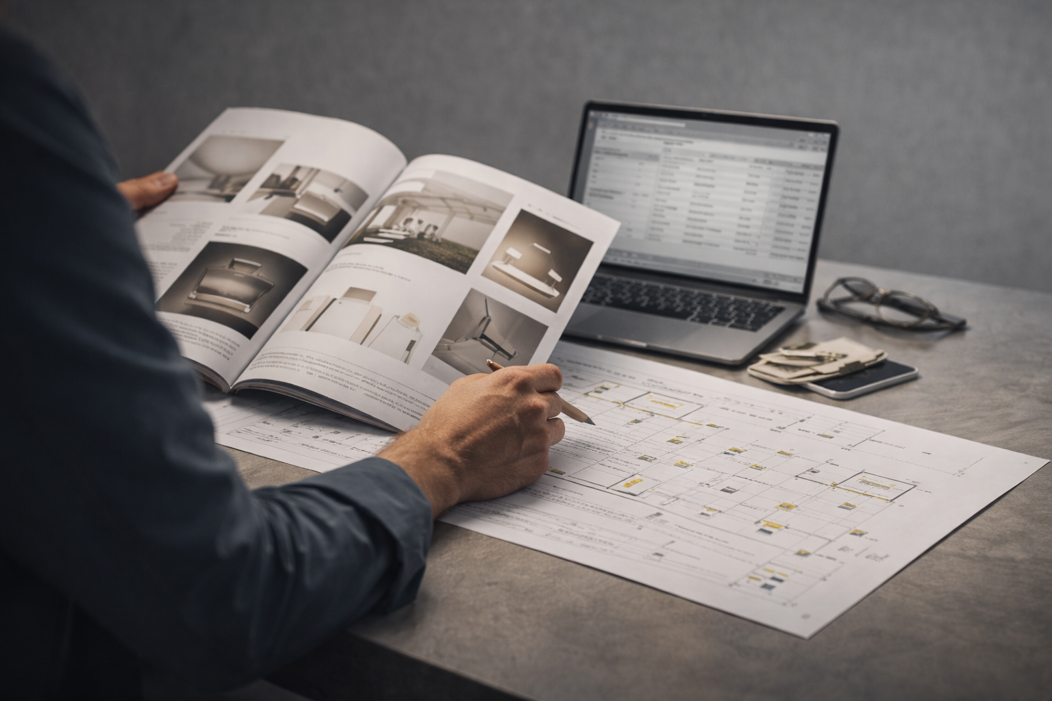 Architect working on lighting project