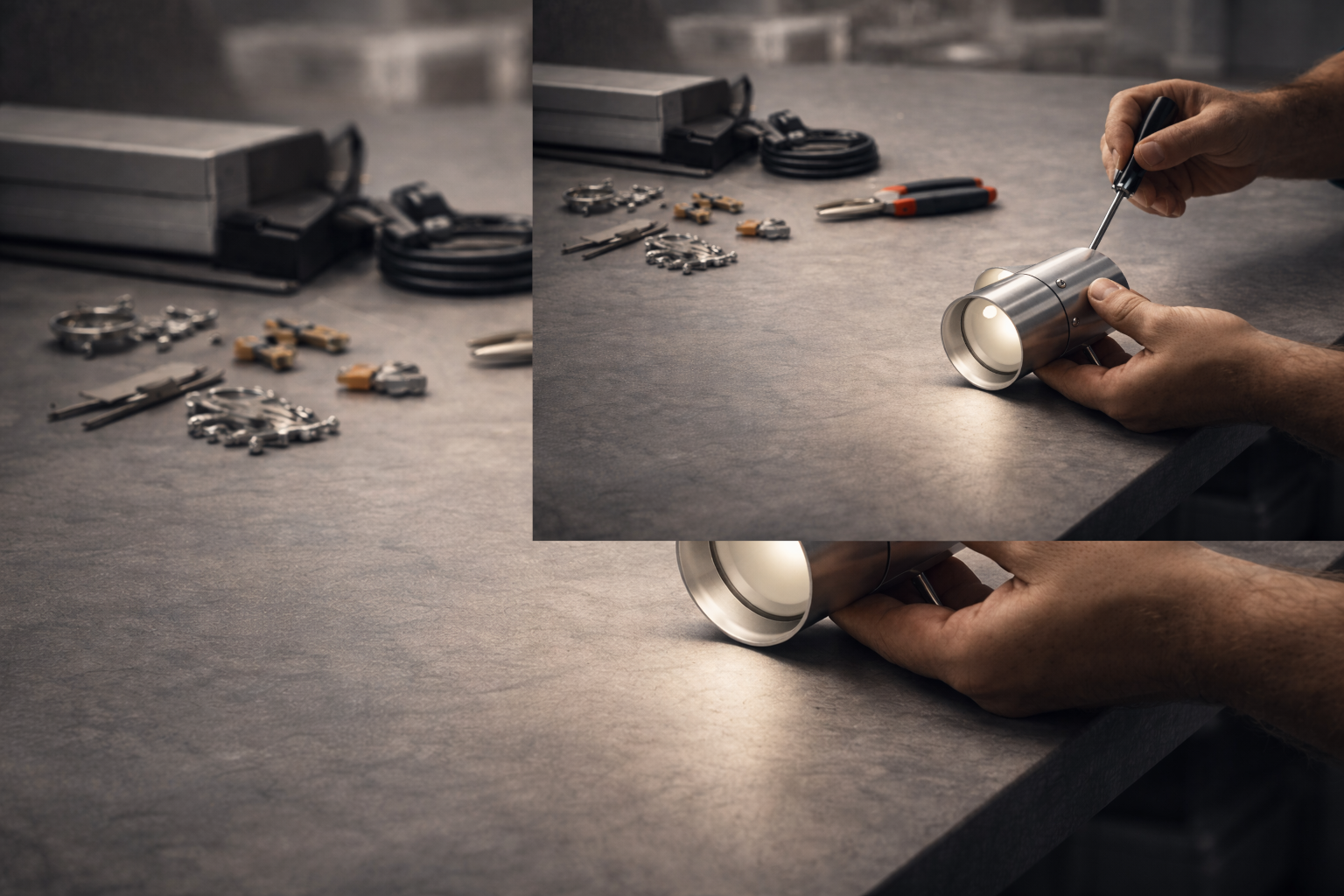 Craftsman assembling decorative lighting